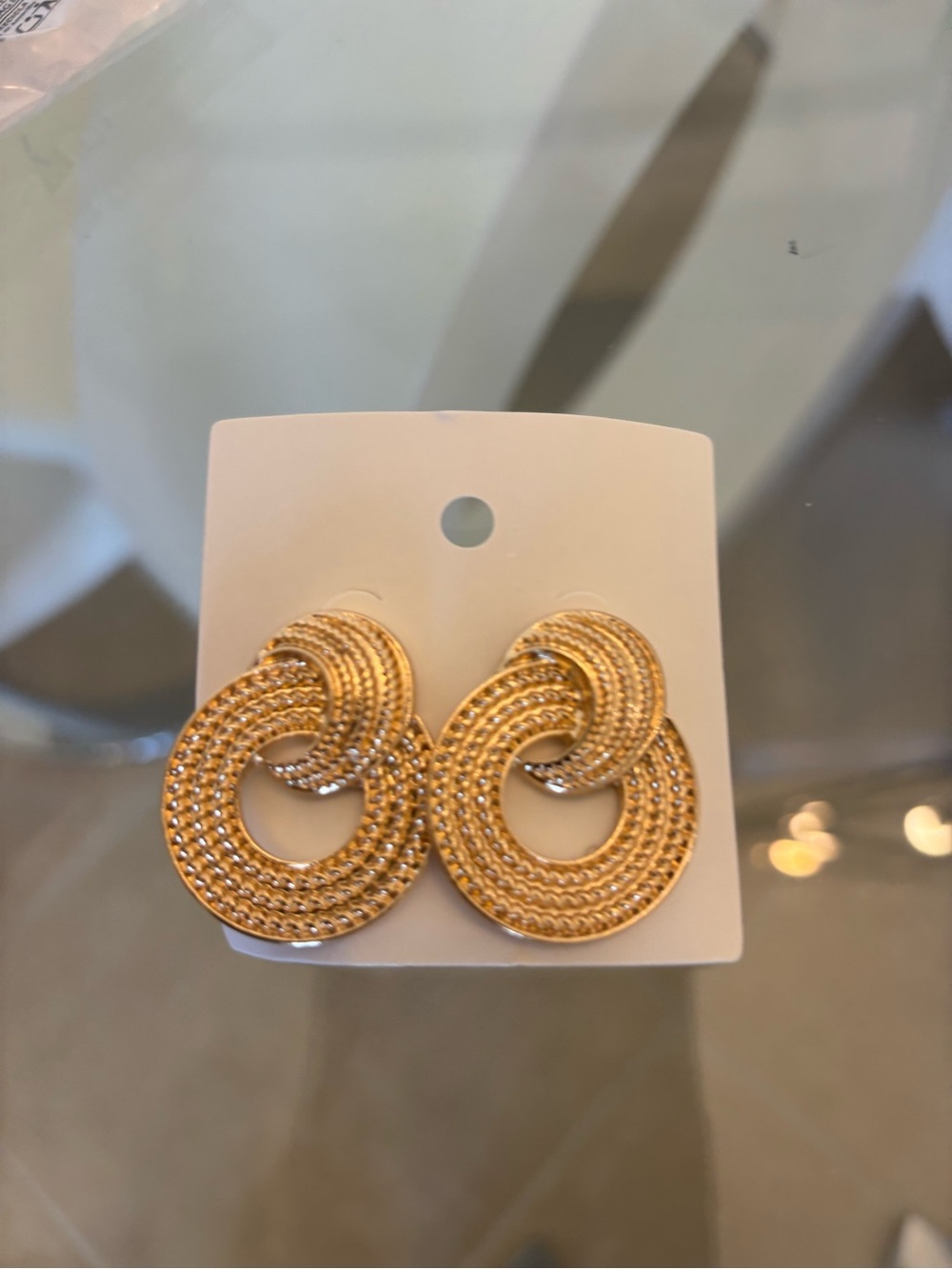 Gold Linked Circle Statement Earrings - Women Jewelry